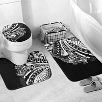 Black White Marquesas Islands Bathroom Set Marquesan Matatiki Hammerhead Shark Patutiki LT14 Mat Set Only (3 pcs) One Size Black - Polynesian Pride