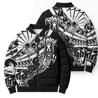 Black White Marquesas Islands Bomber Puffer Jacket Marquesan Matatiki Hammerhead Shark Patutiki LT14 - Polynesian Pride