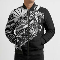 Black White Marquesas Islands Bomber Puffer Jacket Marquesan Matatiki Hammerhead Shark Patutiki LT14 - Polynesian Pride
