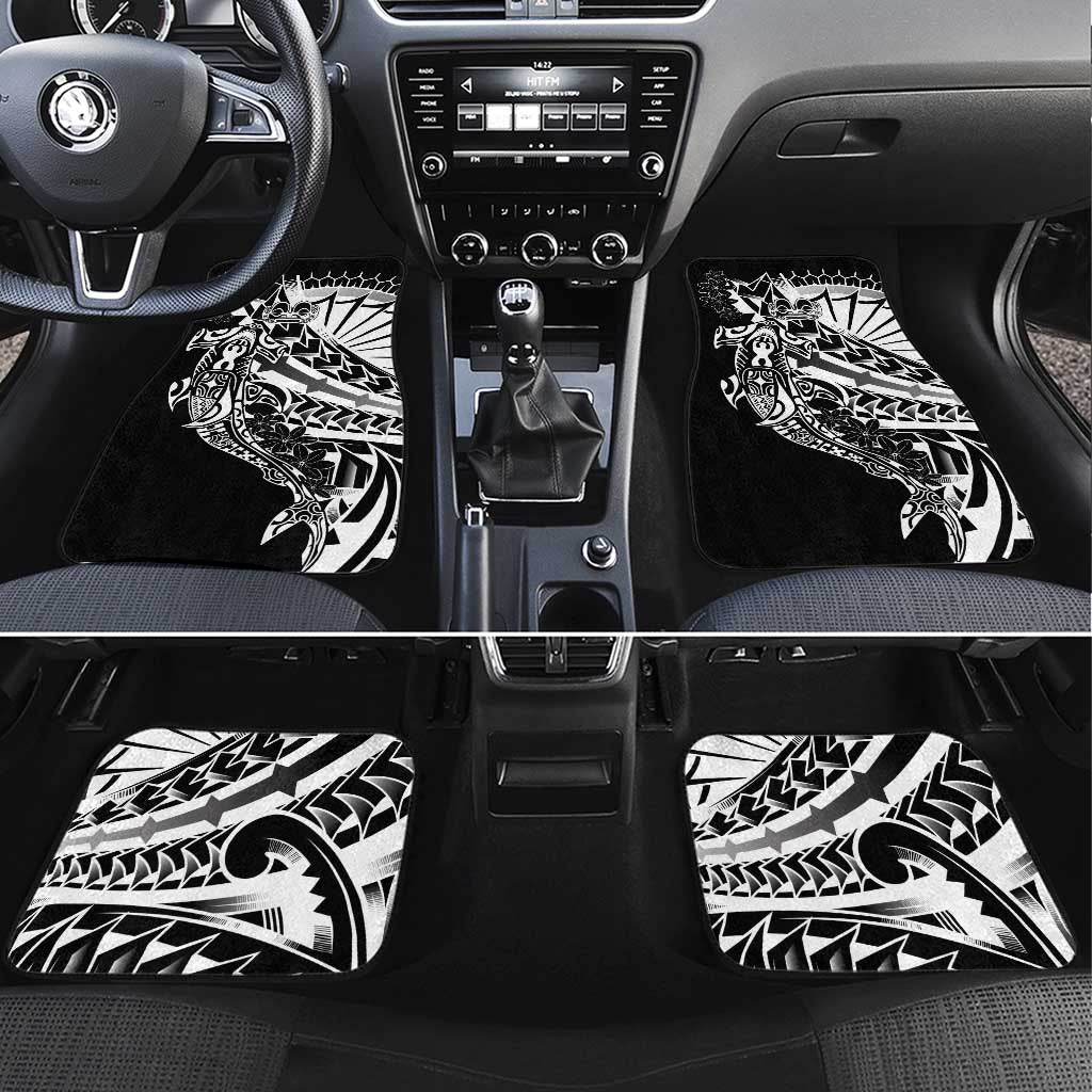 Black White Marquesas Islands Car Mats Marquesan Matatiki Hammerhead Shark Patutiki LT14 Set 4pcs Black - Polynesian Pride