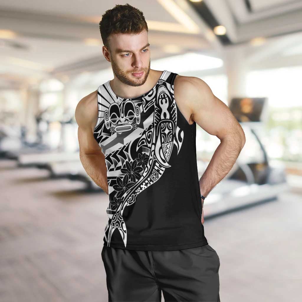 Black White Marquesas Islands Men Tank Top Marquesan Matatiki Hammerhead Shark Patutiki LT14 Black - Polynesian Pride