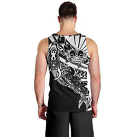 Black White Marquesas Islands Men Tank Top Marquesan Matatiki Hammerhead Shark Patutiki LT14 - Polynesian Pride