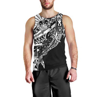 Black White Marquesas Islands Men Tank Top Marquesan Matatiki Hammerhead Shark Patutiki LT14 - Polynesian Pride