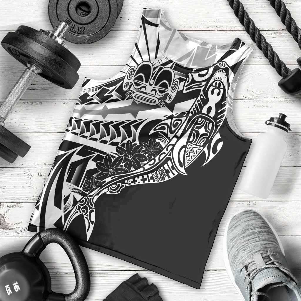 Black White Marquesas Islands Men Tank Top Marquesan Matatiki Hammerhead Shark Patutiki LT14 - Polynesian Pride
