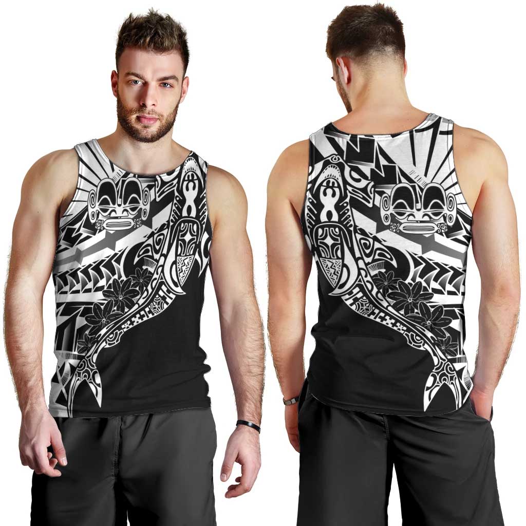 Black White Marquesas Islands Men Tank Top Marquesan Matatiki Hammerhead Shark Patutiki LT14 - Polynesian Pride