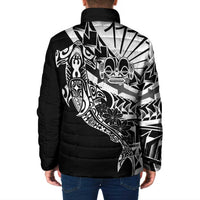 Black White Marquesas Islands Padded Jacket Marquesan Matatiki Hammerhead Shark Patutiki LT14 - Polynesian Pride