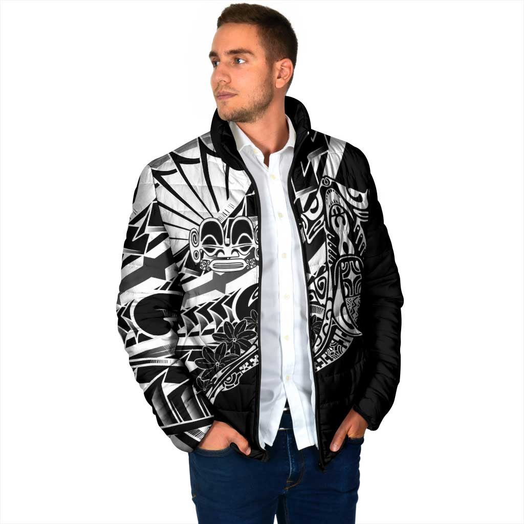 Black White Marquesas Islands Padded Jacket Marquesan Matatiki Hammerhead Shark Patutiki LT14 - Polynesian Pride