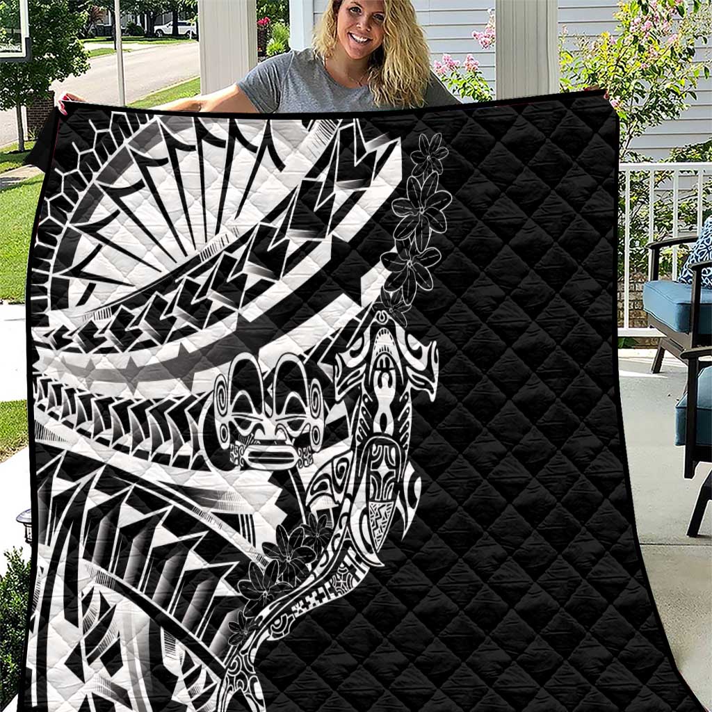 Black White Marquesas Islands Quilt Marquesan Matatiki Hammerhead Shark Patutiki LT14 Black - Polynesian Pride