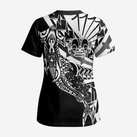 Black White Marquesas Islands Scrub Top Marquesan Matatiki Hammerhead Shark Patutiki LT14 - Polynesian Pride