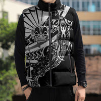 Black White Marquesas Islands Sleeveless Puffer Jacket Marquesan Matatiki Hammerhead Shark Patutiki LT14 - Polynesian Pride
