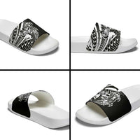 Black White Marquesas Islands Slide Sandals Marquesan Matatiki Hammerhead Shark Patutiki LT14 - Polynesian Pride