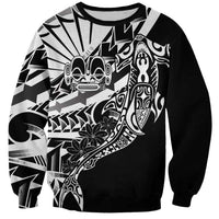 Black White Marquesas Islands Sweatshirt Marquesan Matatiki Hammerhead Shark Patutiki LT14 Unisex Black - Polynesian Pride