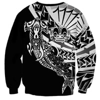 Black White Marquesas Islands Sweatshirt Marquesan Matatiki Hammerhead Shark Patutiki LT14 - Polynesian Pride