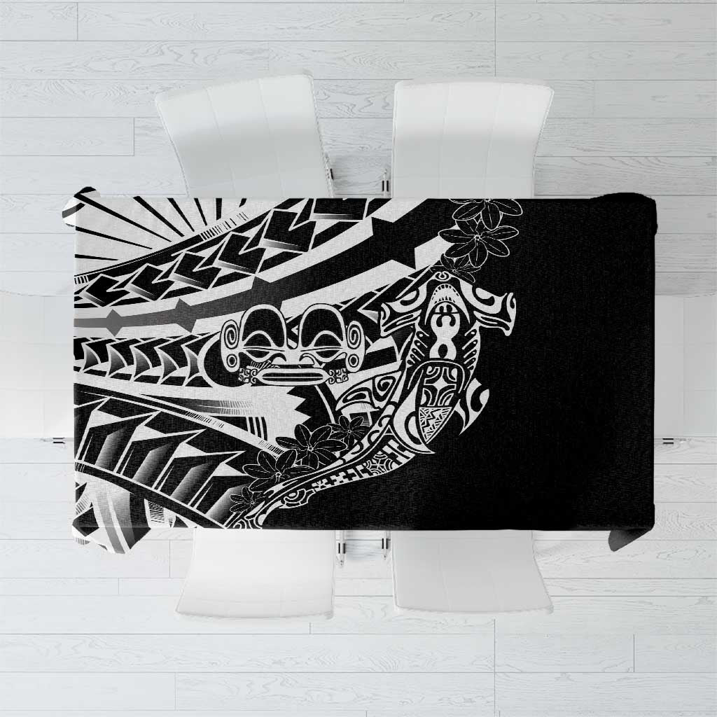 Black White Marquesas Islands Tablecloth Marquesan Matatiki Hammerhead Shark Patutiki LT14 Black - Polynesian Pride