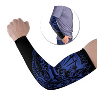 Blue Marquesas Islands Arm Sleeves Marquesan Matatiki Hammerhead Shark Patutiki LT14 Set of 2 Blue - Polynesian Pride