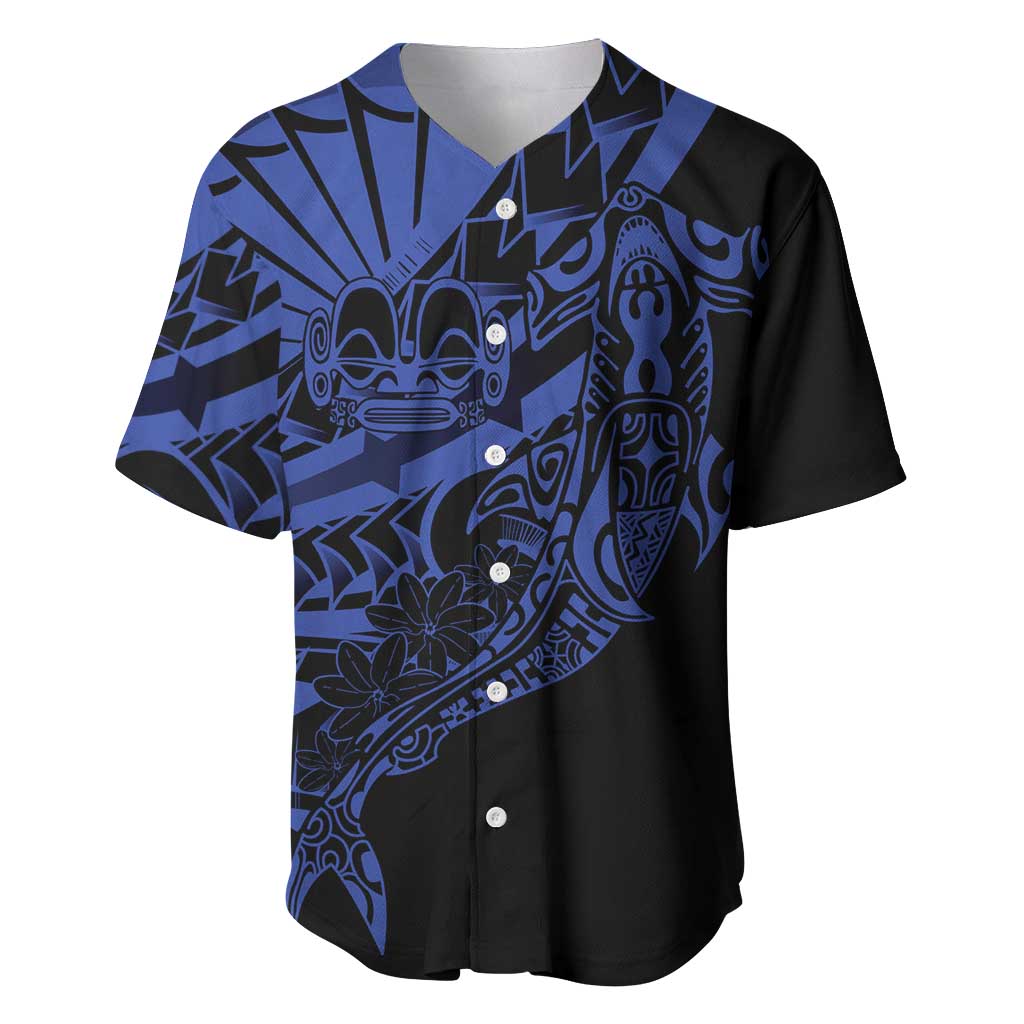 Blue Marquesas Islands Baseball Jersey Marquesan Matatiki Hammerhead Shark Patutiki LT14 Blue - Polynesian Pride