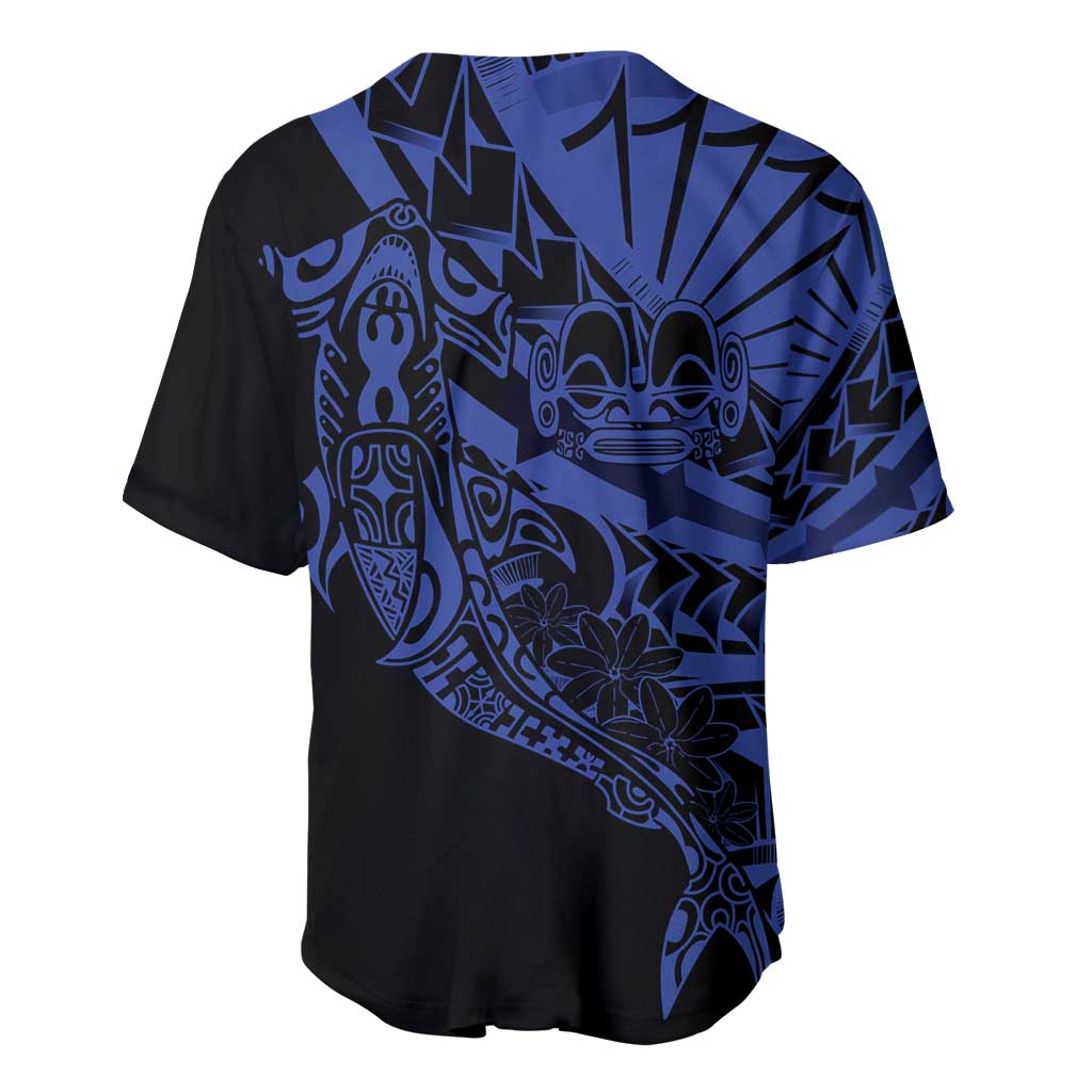 Blue Marquesas Islands Baseball Jersey Marquesan Matatiki Hammerhead Shark Patutiki LT14 - Polynesian Pride