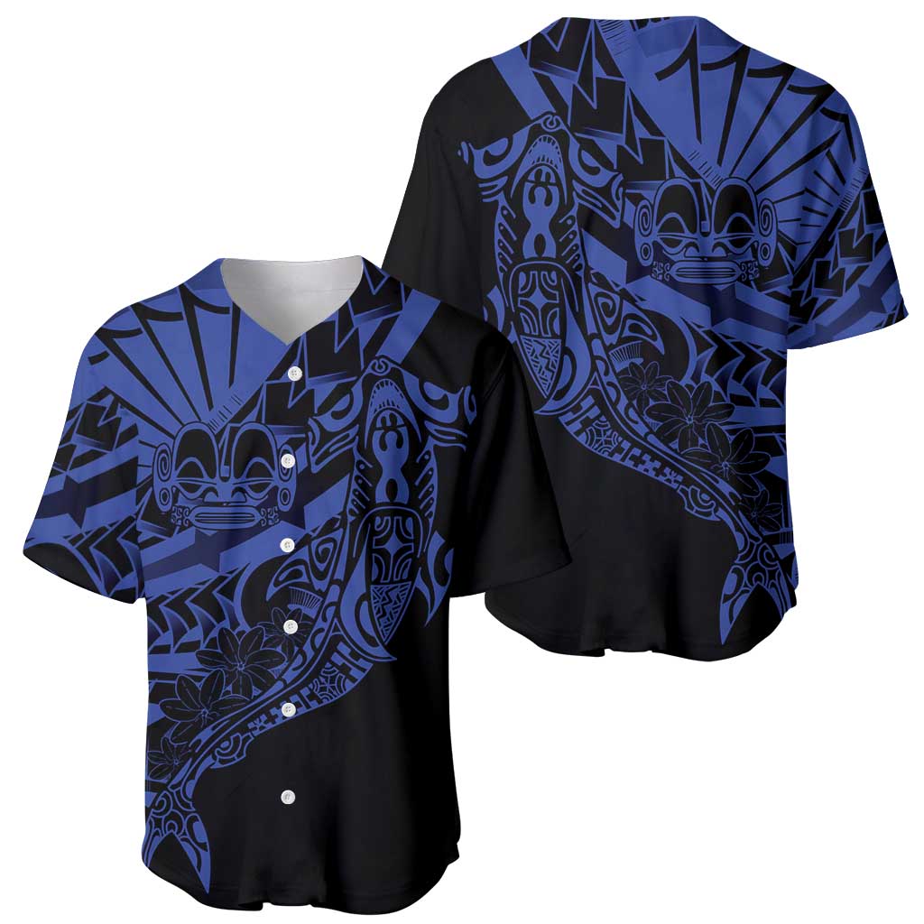 Blue Marquesas Islands Baseball Jersey Marquesan Matatiki Hammerhead Shark Patutiki LT14 - Polynesian Pride