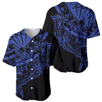 Blue Marquesas Islands Baseball Jersey Marquesan Matatiki Hammerhead Shark Patutiki LT14 - Polynesian Pride