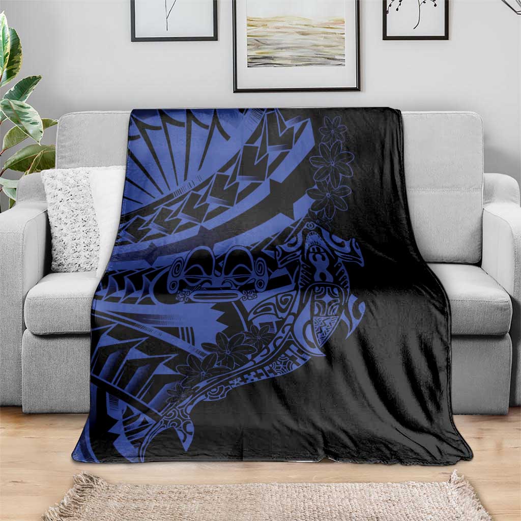 Blue Marquesas Islands Blanket Marquesan Matatiki Hammerhead Shark Patutiki LT14 - Polynesian Pride