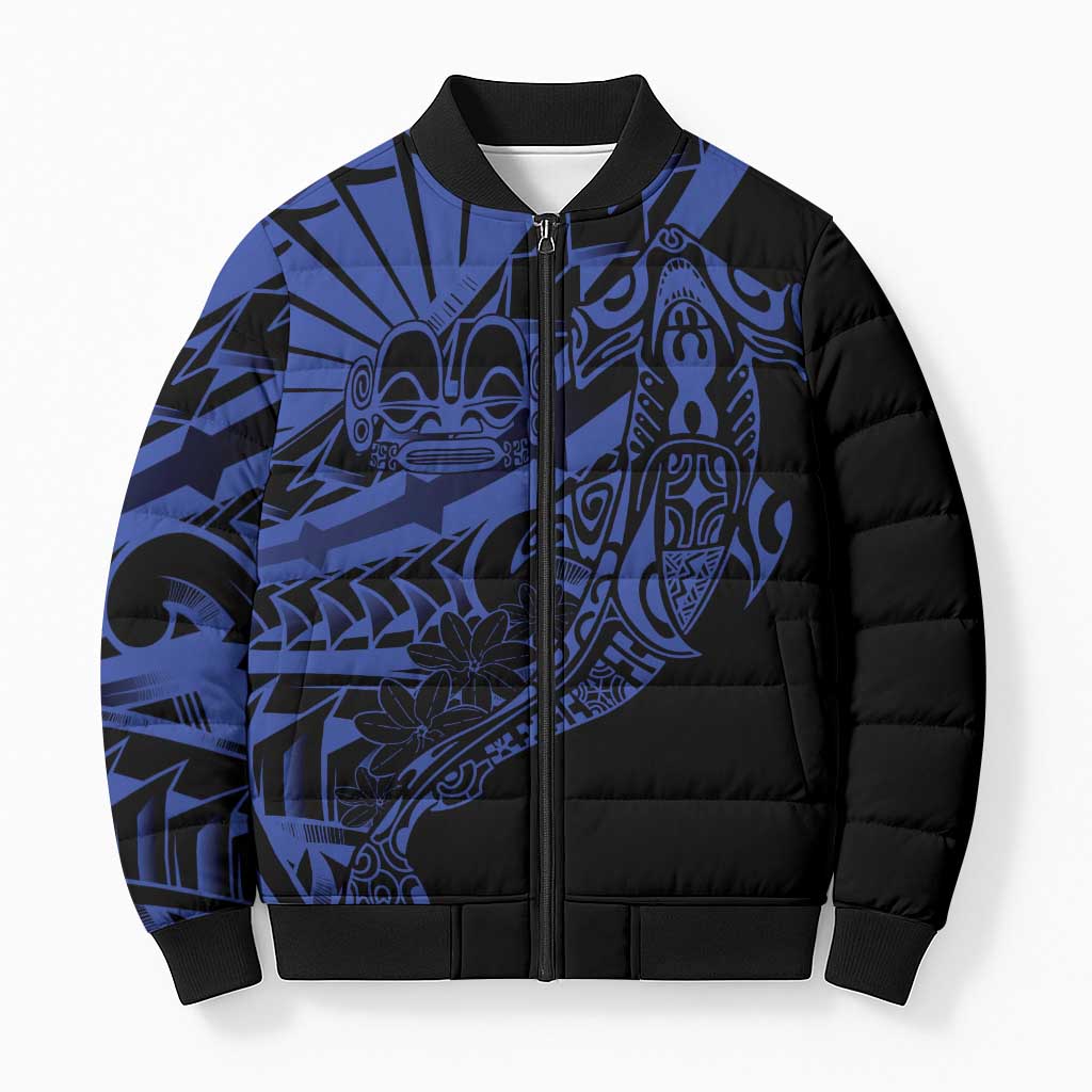 Blue Marquesas Islands Bomber Puffer Jacket Marquesan Matatiki Hammerhead Shark Patutiki LT14 Unisex Blue - Polynesian Pride
