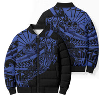 Blue Marquesas Islands Bomber Puffer Jacket Marquesan Matatiki Hammerhead Shark Patutiki LT14 - Polynesian Pride