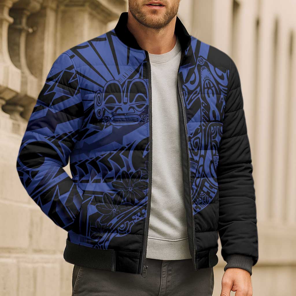 Blue Marquesas Islands Bomber Puffer Jacket Marquesan Matatiki Hammerhead Shark Patutiki LT14 - Polynesian Pride