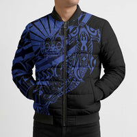 Blue Marquesas Islands Bomber Puffer Jacket Marquesan Matatiki Hammerhead Shark Patutiki LT14 - Polynesian Pride