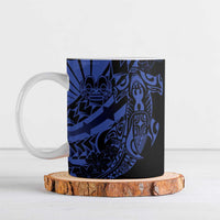 Blue Marquesas Islands Ceramic Mug Marquesan Matatiki Hammerhead Shark Patutiki LT14 Blue - Polynesian Pride