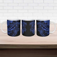 Blue Marquesas Islands Ceramic Mug Marquesan Matatiki Hammerhead Shark Patutiki LT14 - Polynesian Pride