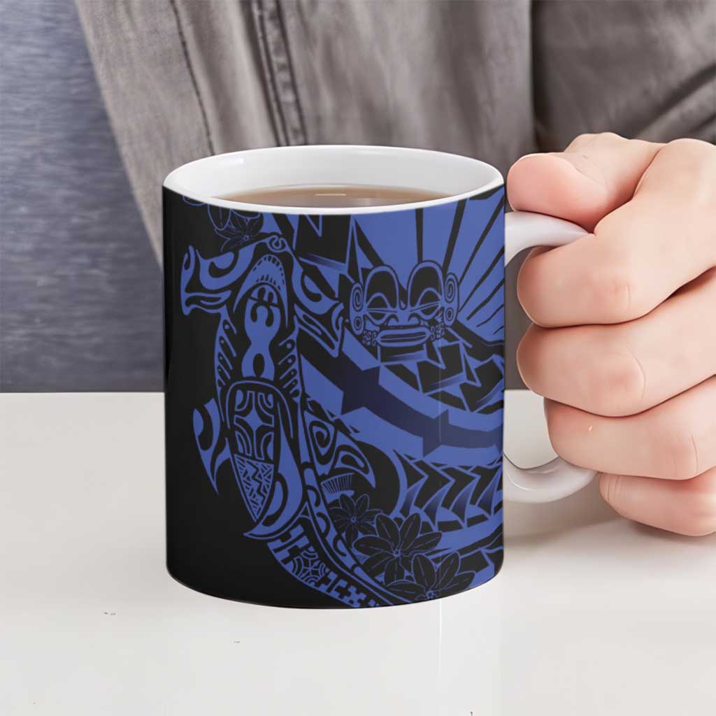 Blue Marquesas Islands Ceramic Mug Marquesan Matatiki Hammerhead Shark Patutiki LT14 - Polynesian Pride