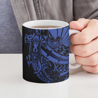 Blue Marquesas Islands Ceramic Mug Marquesan Matatiki Hammerhead Shark Patutiki LT14 - Polynesian Pride