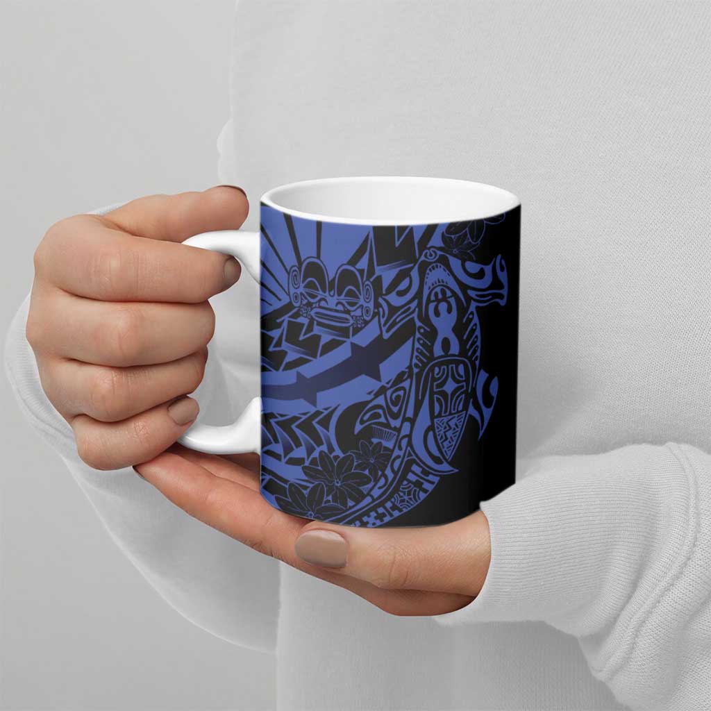 Blue Marquesas Islands Ceramic Mug Marquesan Matatiki Hammerhead Shark Patutiki LT14 - Polynesian Pride