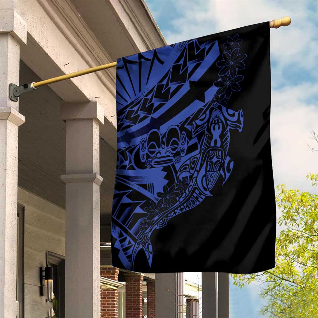 Blue Marquesas Islands Garden Flag Marquesan Matatiki Hammerhead Shark Patutiki LT14 House Flag Blue - Polynesian Pride