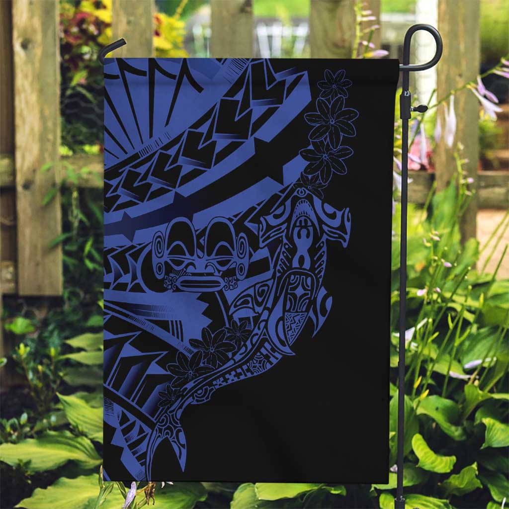 Blue Marquesas Islands Garden Flag Marquesan Matatiki Hammerhead Shark Patutiki LT14 Garden Flag Blue - Polynesian Pride