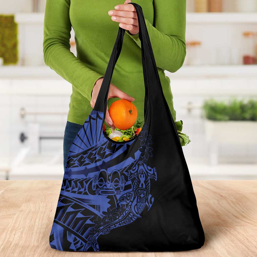 Blue Marquesas Islands Grocery Bag Marquesan Matatiki Hammerhead Shark Patutiki LT14 - Polynesian Pride
