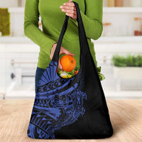 Blue Marquesas Islands Grocery Bag Marquesan Matatiki Hammerhead Shark Patutiki LT14 - Polynesian Pride