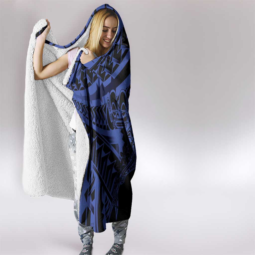 Blue Marquesas Islands Hooded Blanket Marquesan Matatiki Hammerhead Shark Patutiki LT14 - Polynesian Pride