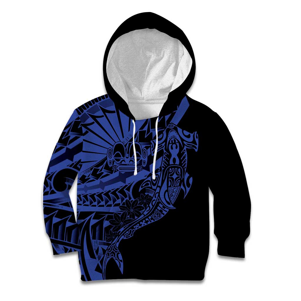 Blue Marquesas Islands Kid Hoodie Marquesan Matatiki Hammerhead Shark Patutiki LT14 Hoodie Blue - Polynesian Pride