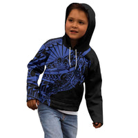 Blue Marquesas Islands Kid Hoodie Marquesan Matatiki Hammerhead Shark Patutiki LT14 - Polynesian Pride