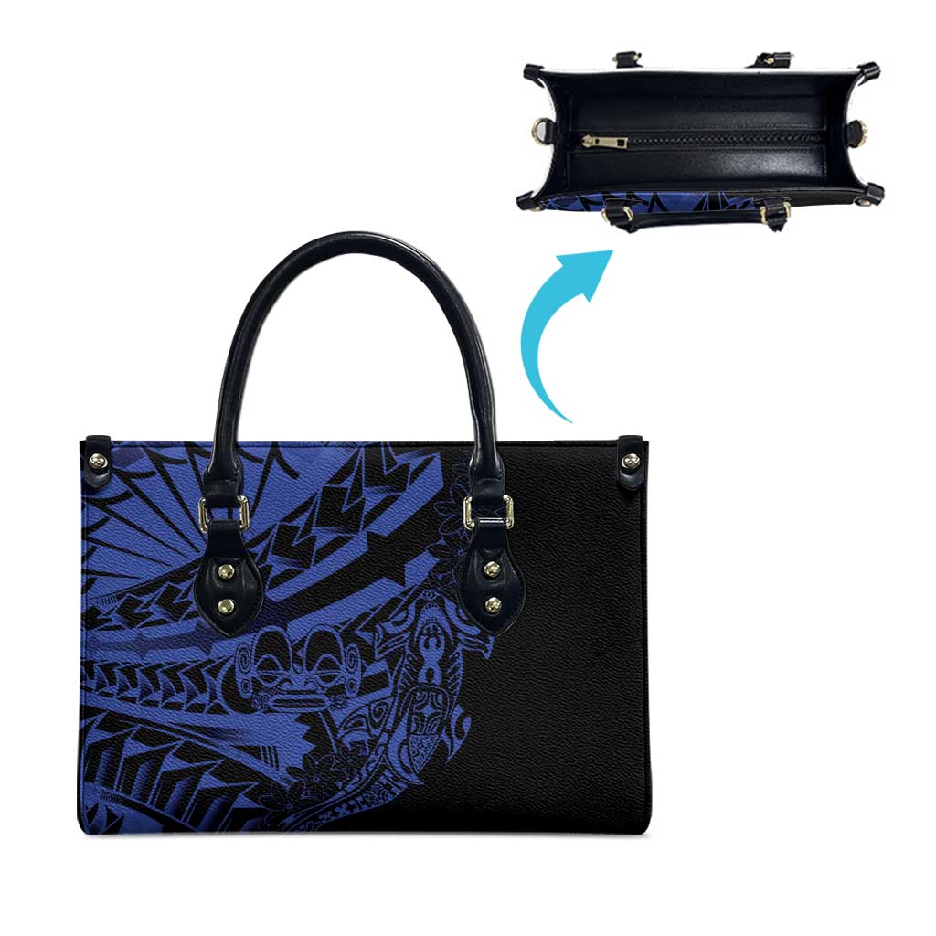 Blue Marquesas Islands Leather Bag Marquesan Matatiki Hammerhead Shark Patutiki LT14 - Polynesian Pride
