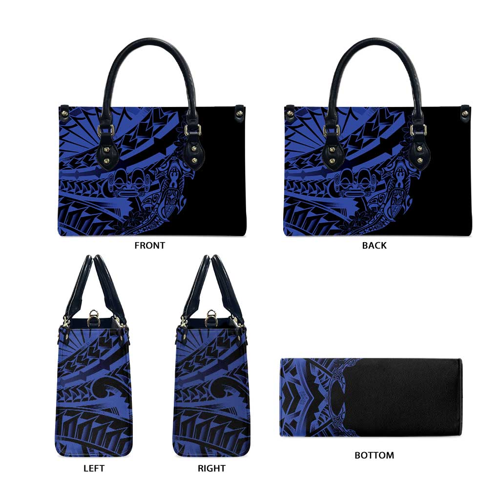 Blue Marquesas Islands Leather Bag Marquesan Matatiki Hammerhead Shark Patutiki LT14 - Polynesian Pride