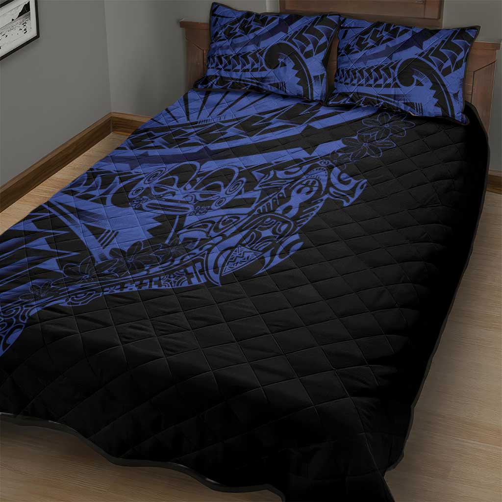 Blue Marquesas Islands Quilt Bed Set Marquesan Matatiki Hammerhead Shark Patutiki LT14 - Polynesian Pride