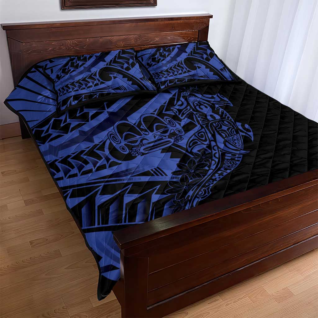 Blue Marquesas Islands Quilt Bed Set Marquesan Matatiki Hammerhead Shark Patutiki LT14 - Polynesian Pride