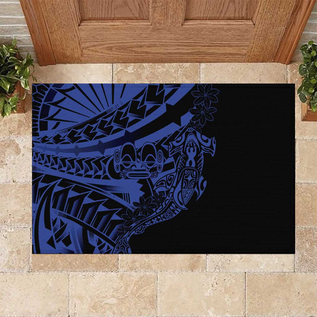 Blue Marquesas Islands Rubber Doormat Marquesan Matatiki Hammerhead Shark Patutiki LT14 Blue - Polynesian Pride