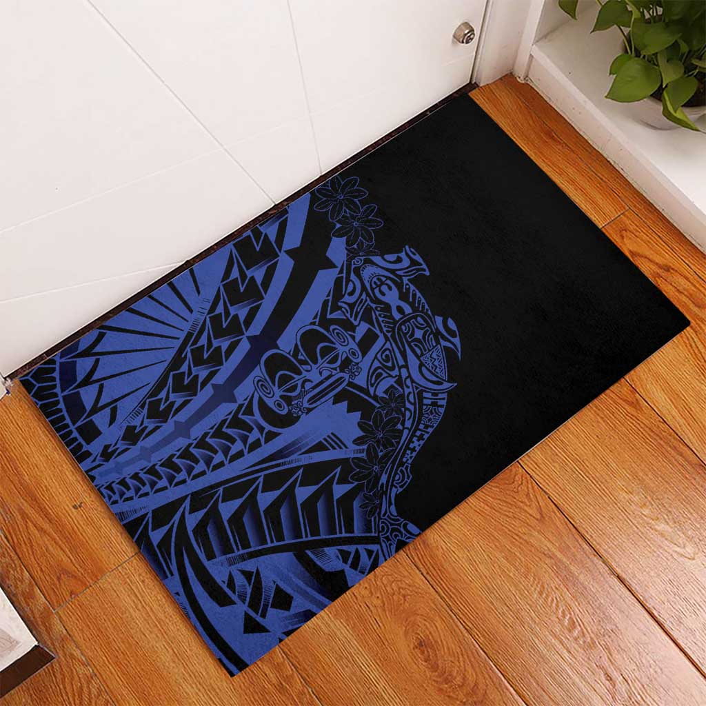 Blue Marquesas Islands Rubber Doormat Marquesan Matatiki Hammerhead Shark Patutiki LT14 - Polynesian Pride