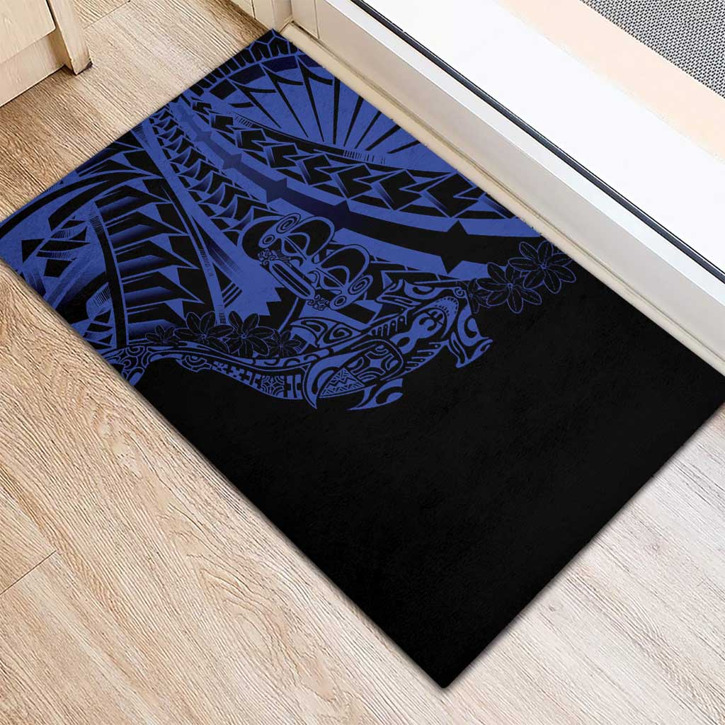 Blue Marquesas Islands Rubber Doormat Marquesan Matatiki Hammerhead Shark Patutiki LT14 - Polynesian Pride