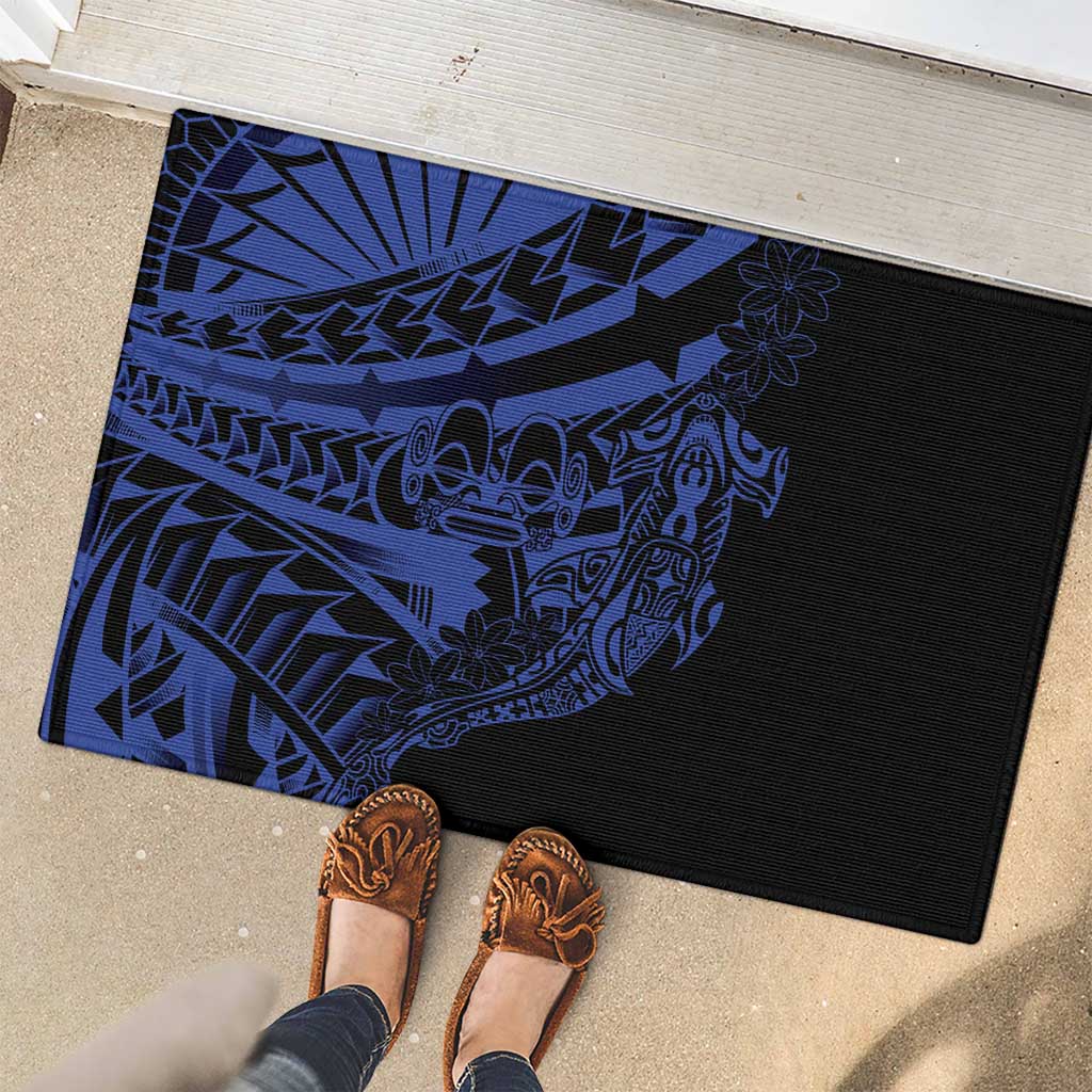 Blue Marquesas Islands Rubber Doormat Marquesan Matatiki Hammerhead Shark Patutiki LT14 - Polynesian Pride