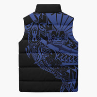 Blue Marquesas Islands Sleeveless Puffer Jacket Marquesan Matatiki Hammerhead Shark Patutiki LT14 - Polynesian Pride