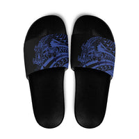 Blue Marquesas Islands Slide Sandals Marquesan Matatiki Hammerhead Shark Patutiki LT14 Blue - Polynesian Pride